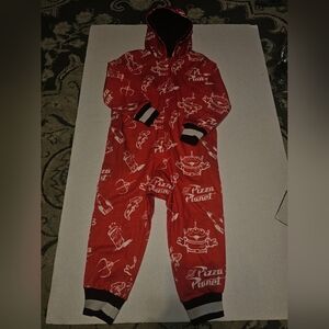 Disney Toy Story Pizza Planet Red Hooded Zip Sleeper Pajama 2T